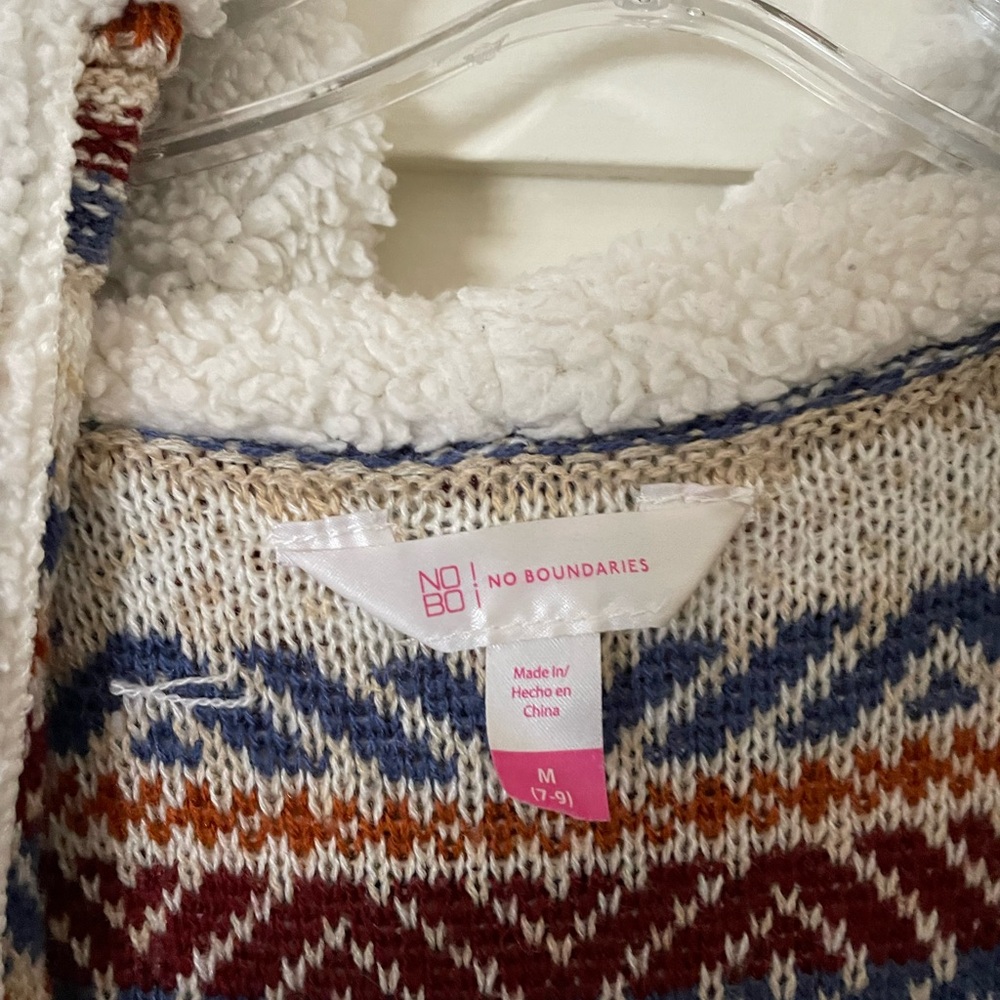 Multicolor Patterned Hooded Cardigan - Picture 5 of 6